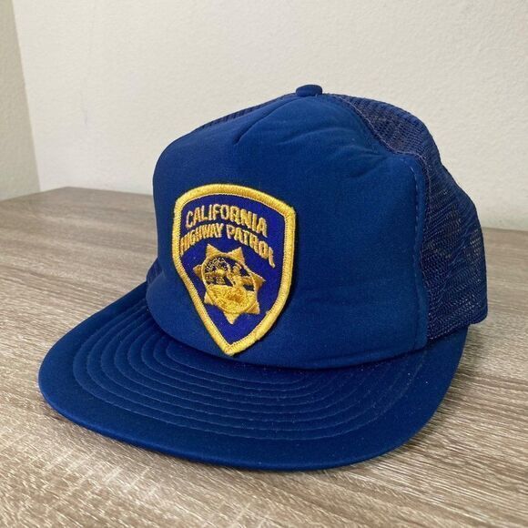 California Highway Patrol Hat Vintage Trucker Snapback Cap Mesh Blue‎ Patch CHP - Picture 5 of 12